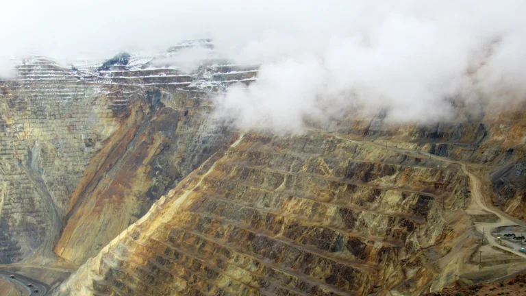 Aerial view of the massive Bingham Canyon Mine in Utah, USA.