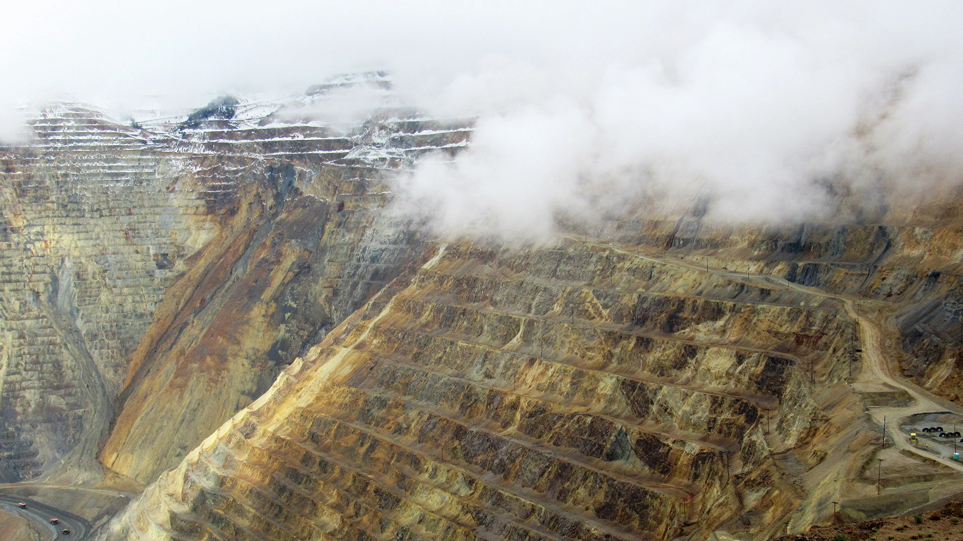 Aerial view of the massive Bingham Canyon Mine in Utah, USA.